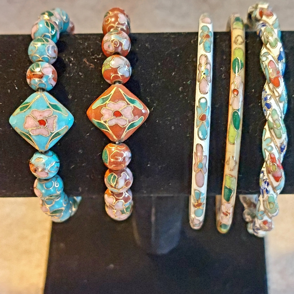 5 CLOISONNE BRACELETS